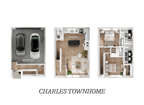 Floor plan for 2 beds, 2.5 baths, 1397 sqft